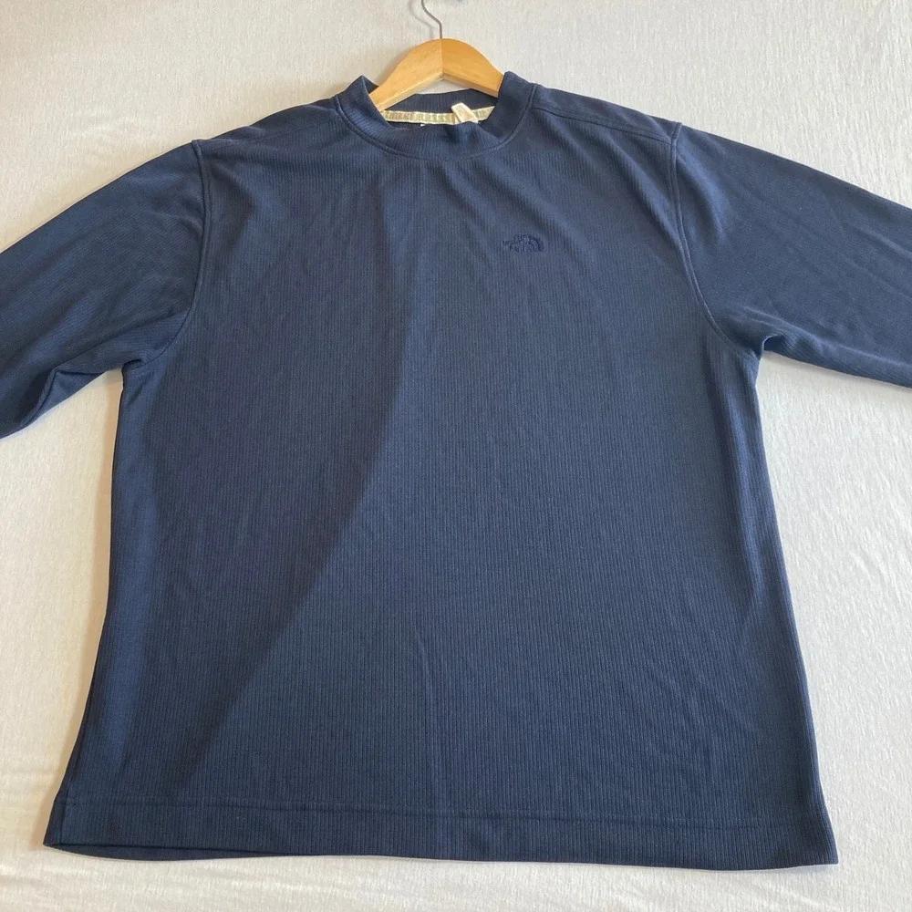 The North Face Tekware Mens XL Navy Blue Ribbed Mock Neck Long Sleeve‎ Shirt USA